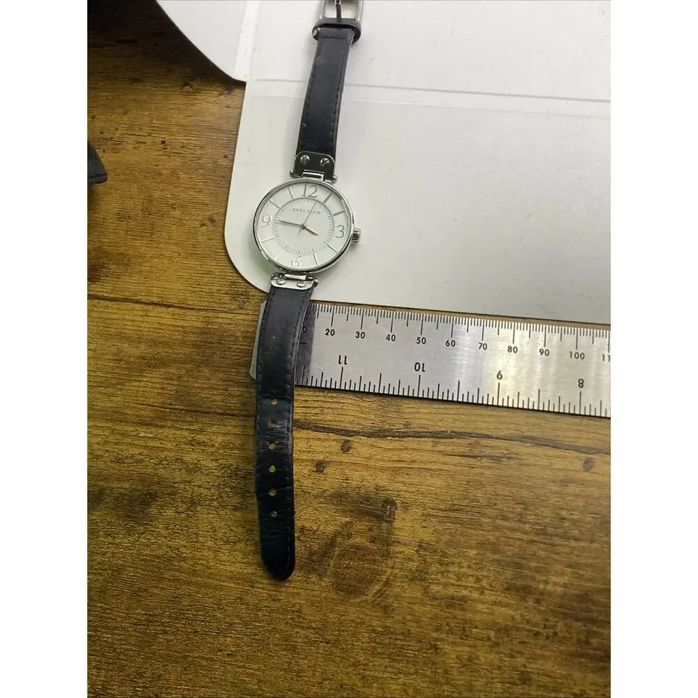Anne Klein Womens Silver Black Band Watch New Battery